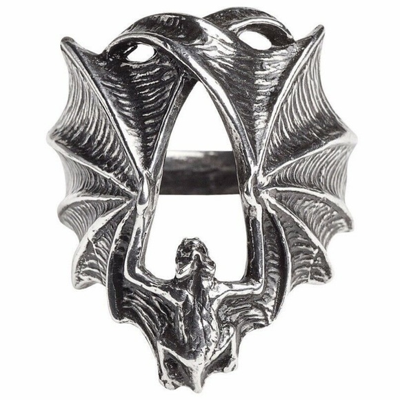 Alchemy Gothic Ring Outstretched Hugging Bat Sizes 7-12 NWT - Picture 1 of 9